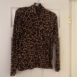 J crew leopard print turtle neck